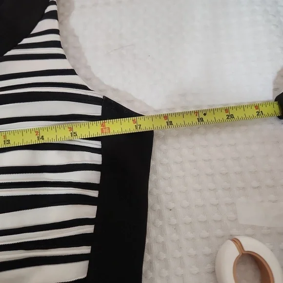 BALI Textured Striped Wave Colorblock Asymmetrical Shoulder Dress Size L - Picture 12 of 14